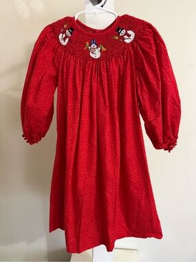 New Mom & Me Smocked Snowman Bishop Dress
